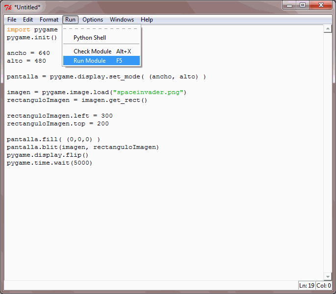 pygame - Idle 03 Windows
